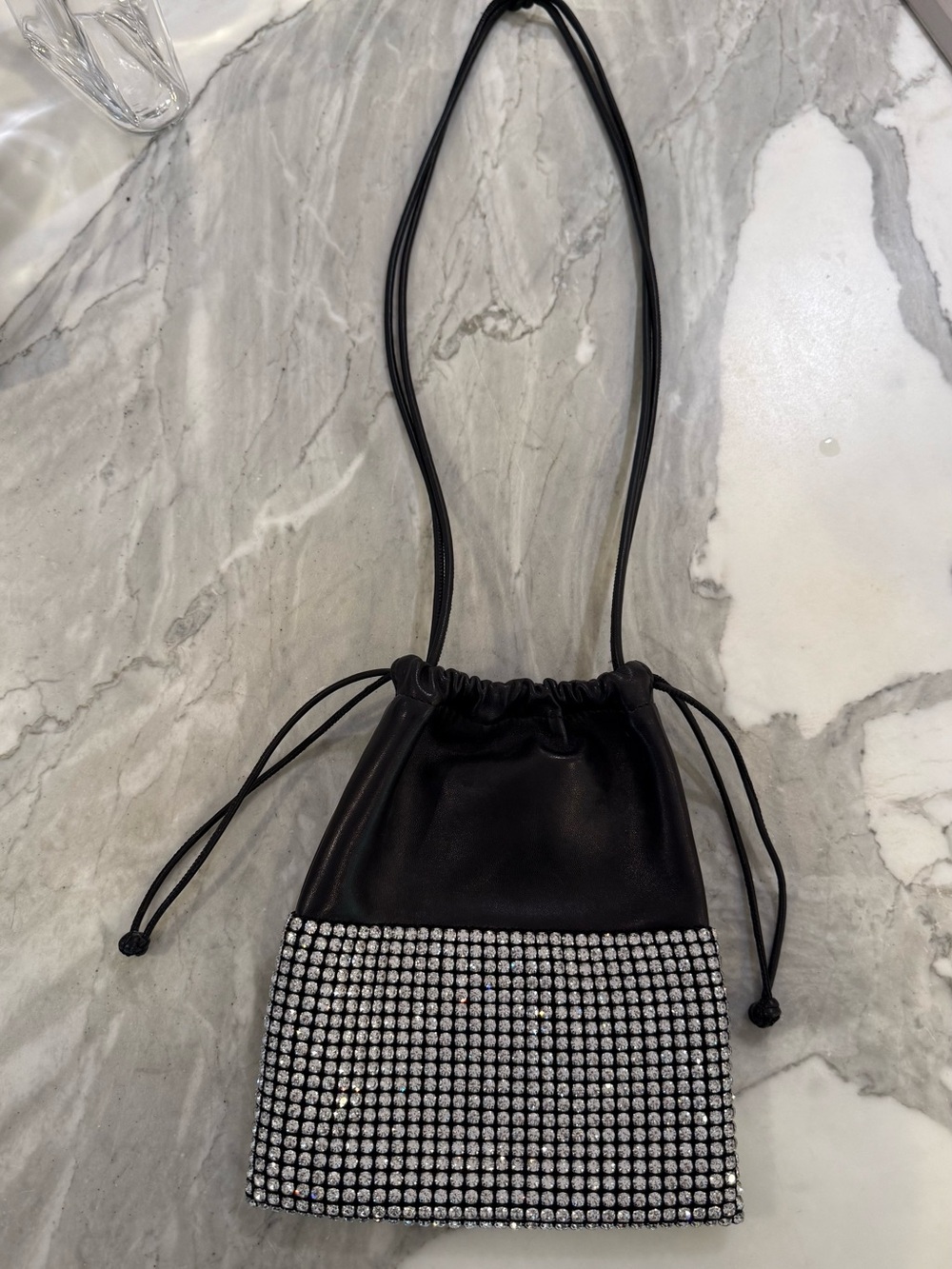 Genuine Alexander Wang Lambskin Crystal Embellished Ryan Bucket Bag